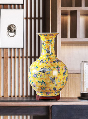 新中式家居陶瓷花瓶景德镇瓷器工艺装饰品客厅博古架玄关台面摆件