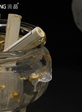 流晶 聚宝盆招财进宝新中式玄关售楼处办公室柜子桌面摆件祥云盆