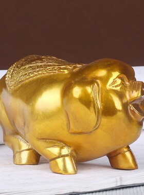 纯铜猪摆件一对小号铜猪工艺品十二生肖猪金猪铜福猪客厅桌面摆件