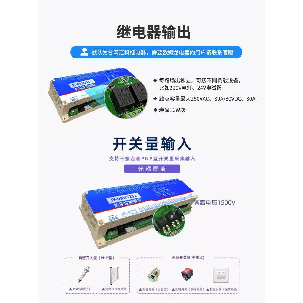 聚英32路继电器模块开关量输入4-20maRS485RS232网口WiFi DAM3232,淘宝优惠券,粉丝福利购,淘宝优惠卷