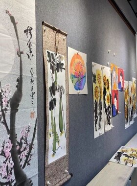 吸磁性铁皮书画毛毡墙自粘书法展示教学磁铁固定国画展示墙纸