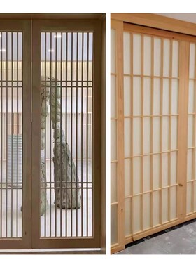 东阳木雕门户碳化实木格百叶推拉移门假复古