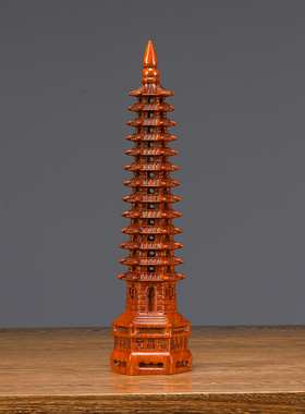 绿色木雕层文昌塔实木质十三层文昌塔花梨木家居办公室工艺
