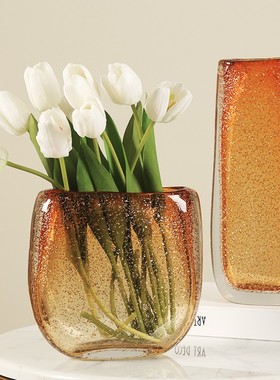 现代创意轻奢琉璃玻璃花瓶摆件酒店客厅玄关餐桌装饰摆设插花花器