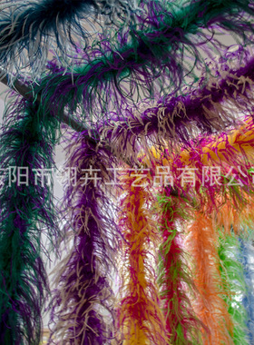 工厂双色多层鸵鸟毛条网红连衣裙