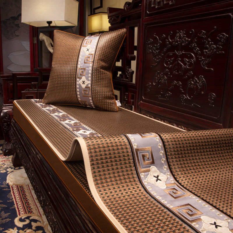 夏季凉席冰丝沙发坐垫防滑透气新红木家具靠背巾藤席凉垫定制,淘宝优惠券,粉丝福利购,淘宝优惠卷