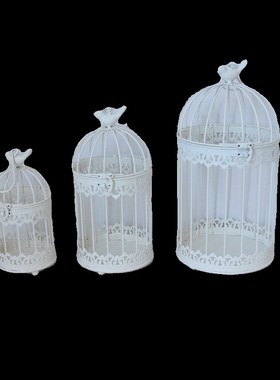 白色装饰鸟铁件烛台复古三爱家居饰品装饰挂多肉盆