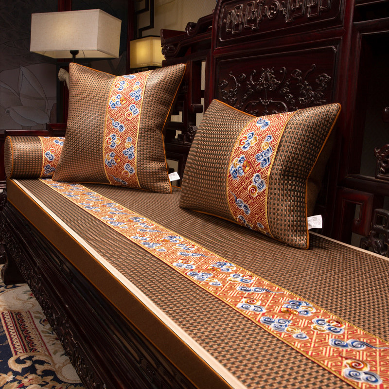 夏季凉席冰丝沙发坐垫防滑透气新红木家具靠背巾藤席凉垫定制,淘宝优惠券,粉丝福利购,淘宝优惠卷