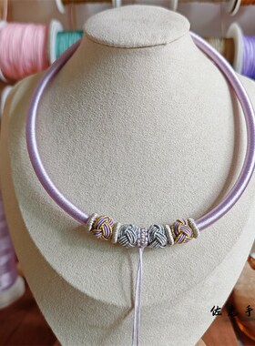 手工绕线多挂宝宝项圈锁骨链亲子款金锁银锁收纳新中式富贵满月礼