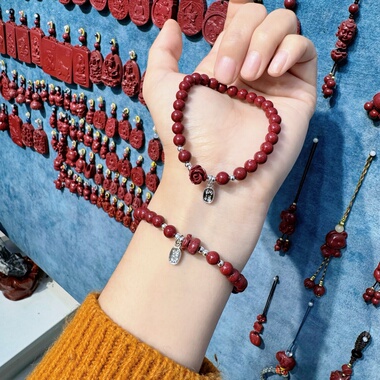 高含量朱砂手串男女护身符手链本命年转运珠守护平安玫瑰闺蜜礼物