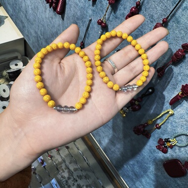 喜饰集朱砂雄黄砂手串男女款海蓝宝托帕石水晶情侣手链本命年礼物