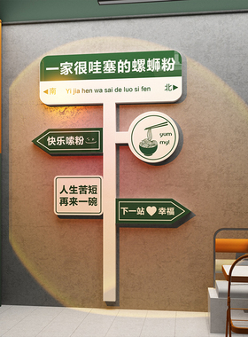 网红面馆墙贴纸画米线螺蛳粉餐饮店装饰麻辣烫创意广告牌形象氛围