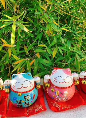 招财猫小摆件陶瓷创意礼品新年开业储蓄罐存钱罐家居装饰客厅玄关