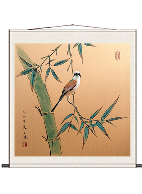 斗方花鸟画山水画电表箱装饰丝绸画绢画宣纸仿古挂画家居卷轴国画