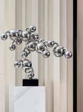 由居创意不锈钢金属球艺术品雕塑样板间售楼处客厅玄关设计师摆件