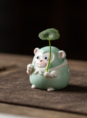 趣味陶瓷可爱小猴子公仔小摆件创意家居客厅办公室桌面装饰品摆设