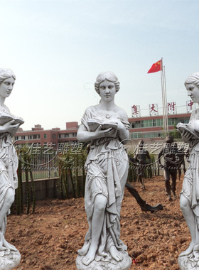 欧式玻璃钢人物雕塑艺术品客厅户外落地摆设可定制作看书仕女摆设