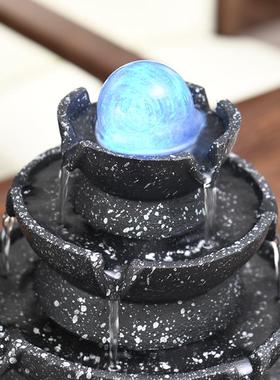 八方来财流水循环水摆件办公室客厅风水轮凤水球店铺前台桌面装饰