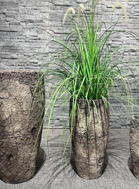 北欧复古做旧高款水泥花盆商场室内外落地绿植盆栽多肉手工制作