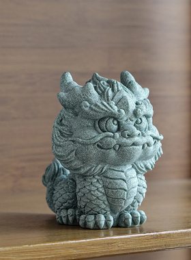 新瑞兽生肖龙吉祥物茶宠青砂石神龙鱼缸景观造景装饰