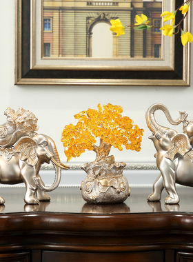 欧式招财大象摆件装饰品电视柜创意软装办公室工艺摆设开业礼品