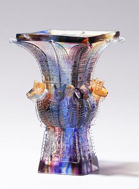 琉璃四羊方尊鼎摆件公司开业商务定制纪念品办公室创意仿古工艺品