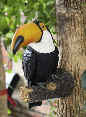 庭院园布置假鸟仿真大嘴巨嘴鸟庭院动物树挂田园风装饰挂件