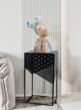 落地金属铁艺底座雕塑摆台酒店装饰艺术品客厅铁架抽象展示台