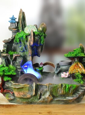 假山小桥流水喷泉桌面客厅办公室加湿器鱼缸装饰业礼品