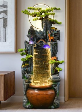 假山流水招财摆件循环水喷泉鱼缸B水景观客厅办公室加湿器落地装