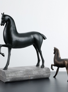 新中式禅意马摆件简约玄关客厅酒柜样板房间软装饰品创意抽象摆设