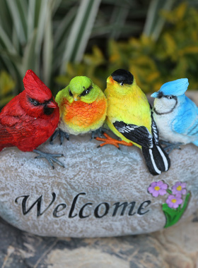 园庭院别墅 店铺装饰小鸟欢迎牌树脂园林造景