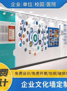 企业公司文化墙设计定制排版前台进门入户办公室会议室形象高级感