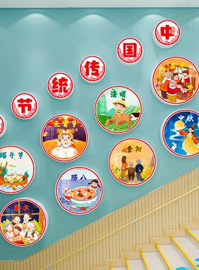 幼儿园中国传统节日文化墙面装饰走廊环创主题墙教室布置成品贴画