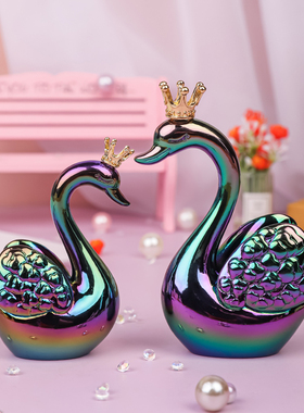 爱之语天鹅摆件可爱情侣家居装饰品办公室电脑桌面小摆件节日礼物