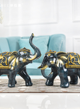大象摆件家居酒柜装饰品玄关客厅现代创意象一对北欧轻奢小工艺品