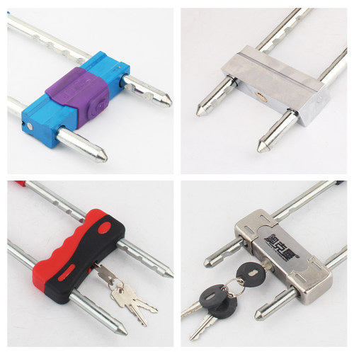 玻璃门锁插锁摩托车锁电动车锁加长U型锁店铺锁双门拉手锁奥克曼 - 图1