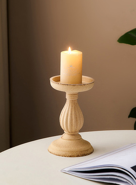 北欧风复古罗马柱木质蜡烛台座家用高级感装饰品摆件摄影拍摄道具