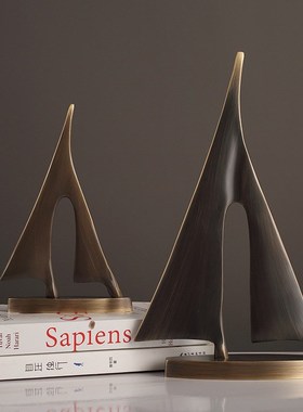 纯铜一帆风顺帆船摆件老板领导办公室办公桌装饰品电视柜摆设装饰