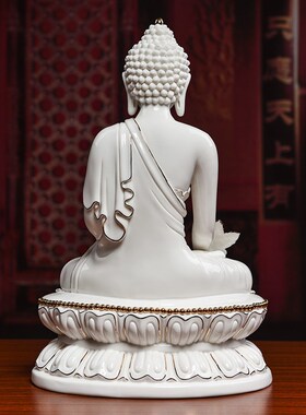 戴玉堂陶瓷摆件《描金彩药师佛》藏传药师琉璃光如来佛像家居饰品