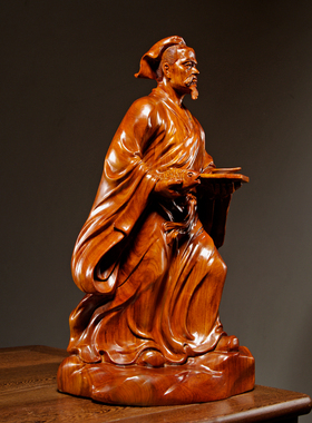 花梨木雕刻木工鲁班雕像摆件工匠祖师巧圣鲁班雕塑人物家居装饰品