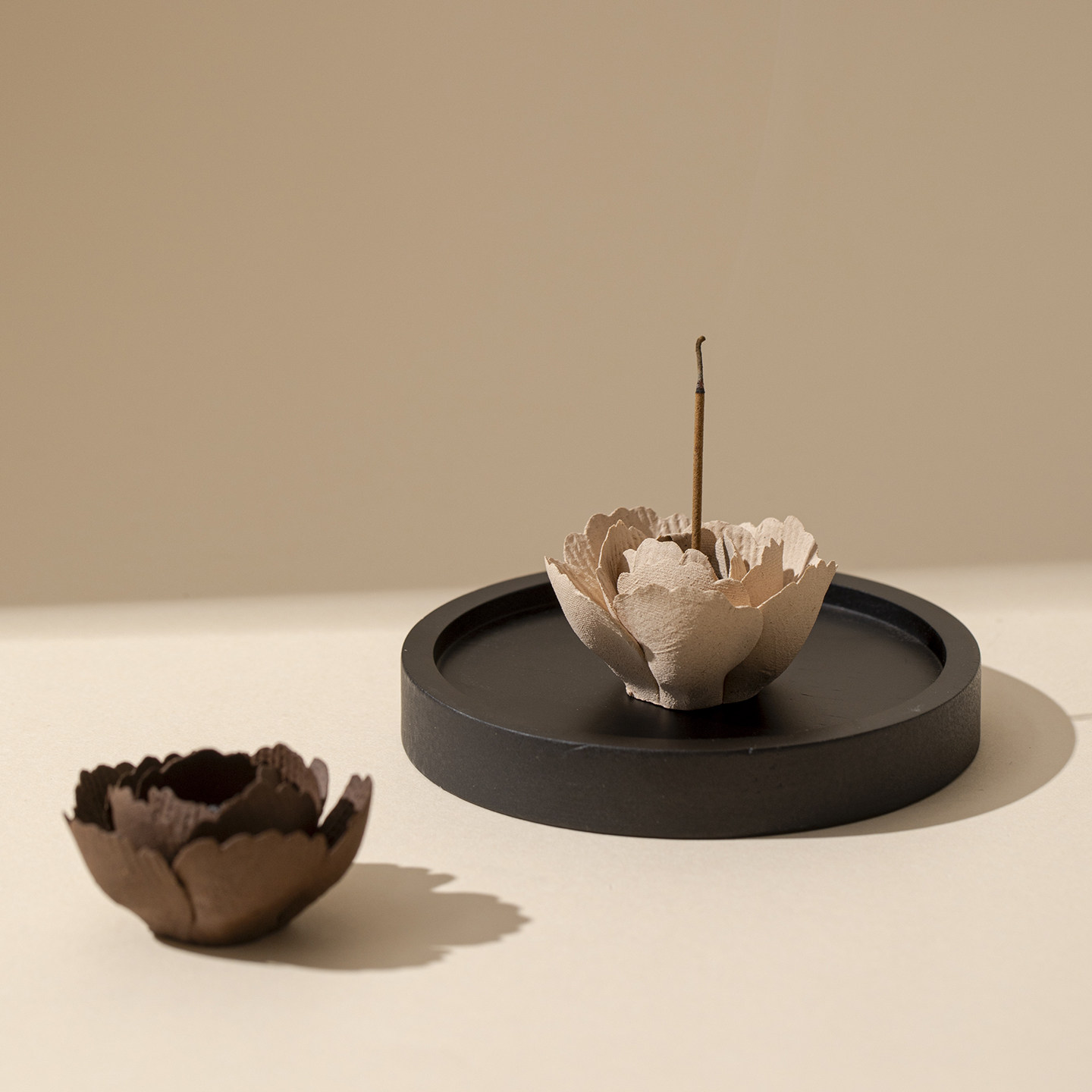 景德镇非遗手捏陶瓷花中式禅意线香香插托盘粗陶摆件莲花形小香炉,淘宝优惠券,粉丝福利购,淘宝优惠卷