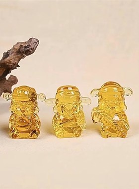 淄博琉璃摆件水晶福禄寿喜财神爷五路五福桌面工艺品开业乔迁送礼