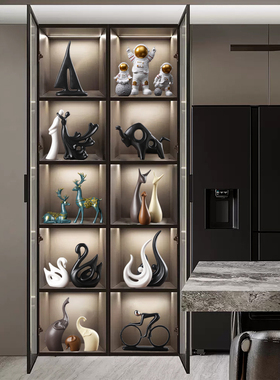 轻奢高级感客厅酒柜装饰品摆件新款套装玄关柜电视柜乔迁新居软装