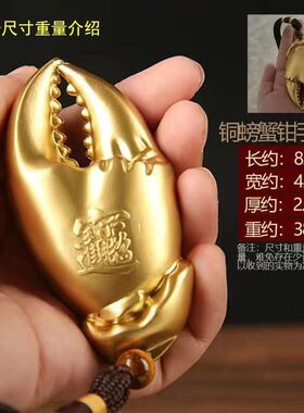 手里有钱螃蟹钳子把玩手把件实心铜礼品招财横财挂件桌面摆件礼物