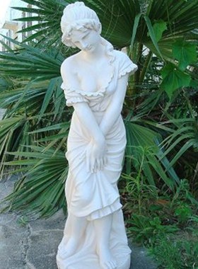 欧式玻璃钢人物雕塑艺术品客厅户外落地摆设可定制作含羞少女四件