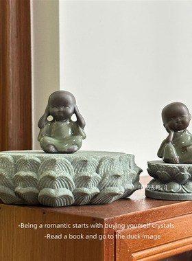 佛影莲韵 步步生花莲花台莲花加高底座装饰造景桌面摆件礼物