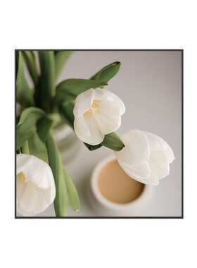 小清新郁金香装饰画餐厅绿植花卉壁画简约艺术客厅背景墙组合挂画