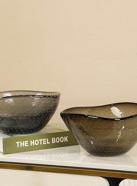 轻奢琉璃气泡果盘大师手作艺术品客厅酒店样板间玄关桌面茶几摆件