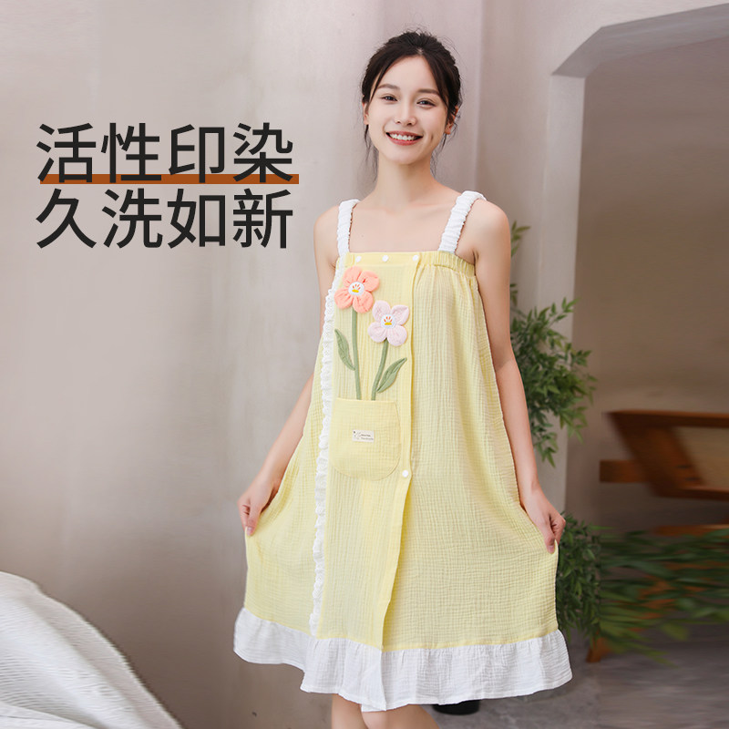 浴巾成人女可穿可裹家用纯棉纱布夏季薄女吊带浴裙袍大人浴袍浴裙,淘宝优惠券,粉丝福利购,淘宝优惠卷